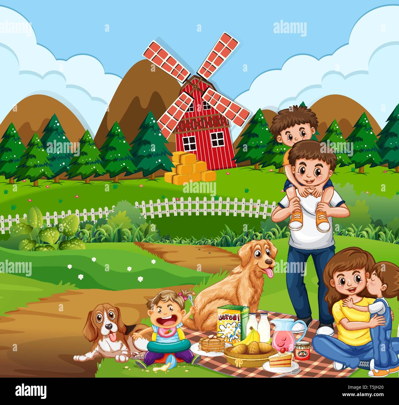 Family picnic at countryside illustration Stock Vector Image \u0026 Art - Alamy, image size:1300x1318