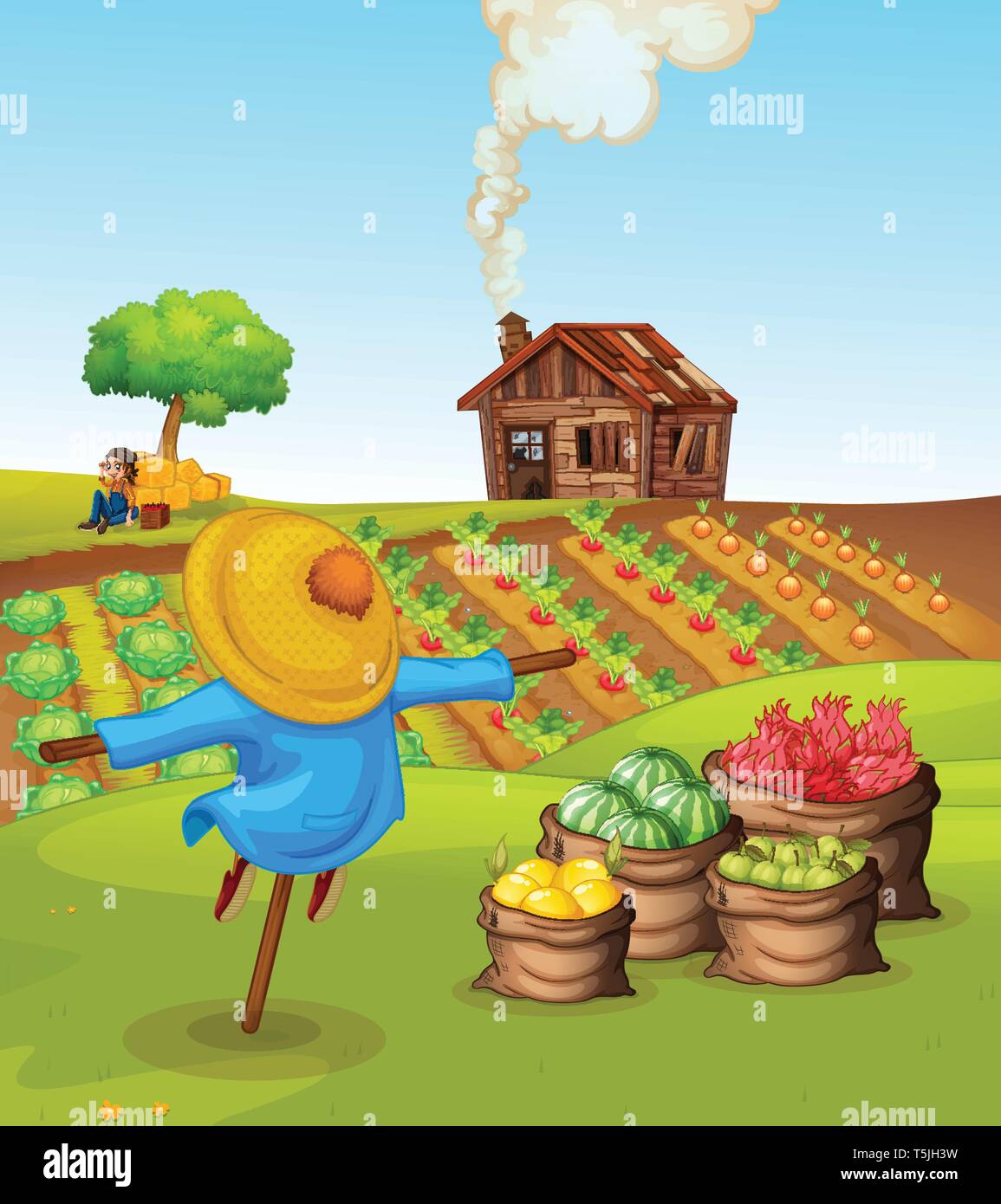 A simple farmland landscape illustration Stock Vector Image & Art - Alamy