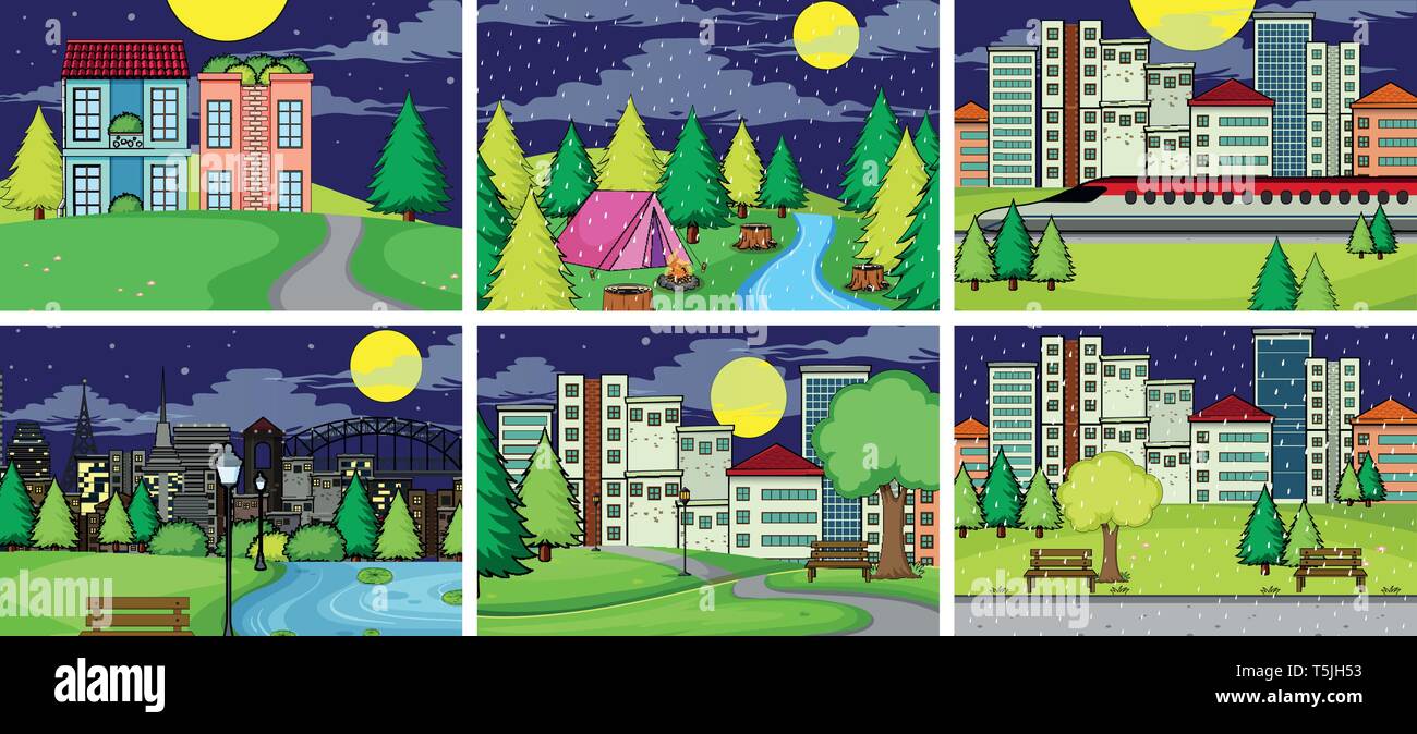 Set of flat urban scene illustration Stock Vector Image & Art - Alamy