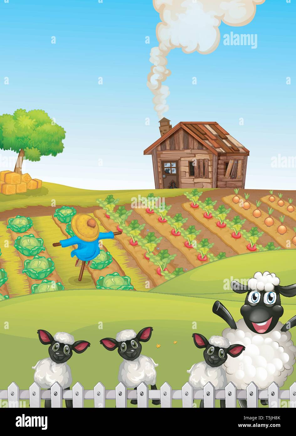 A simple farmland landscape illustration Stock Vector Image & Art - Alamy