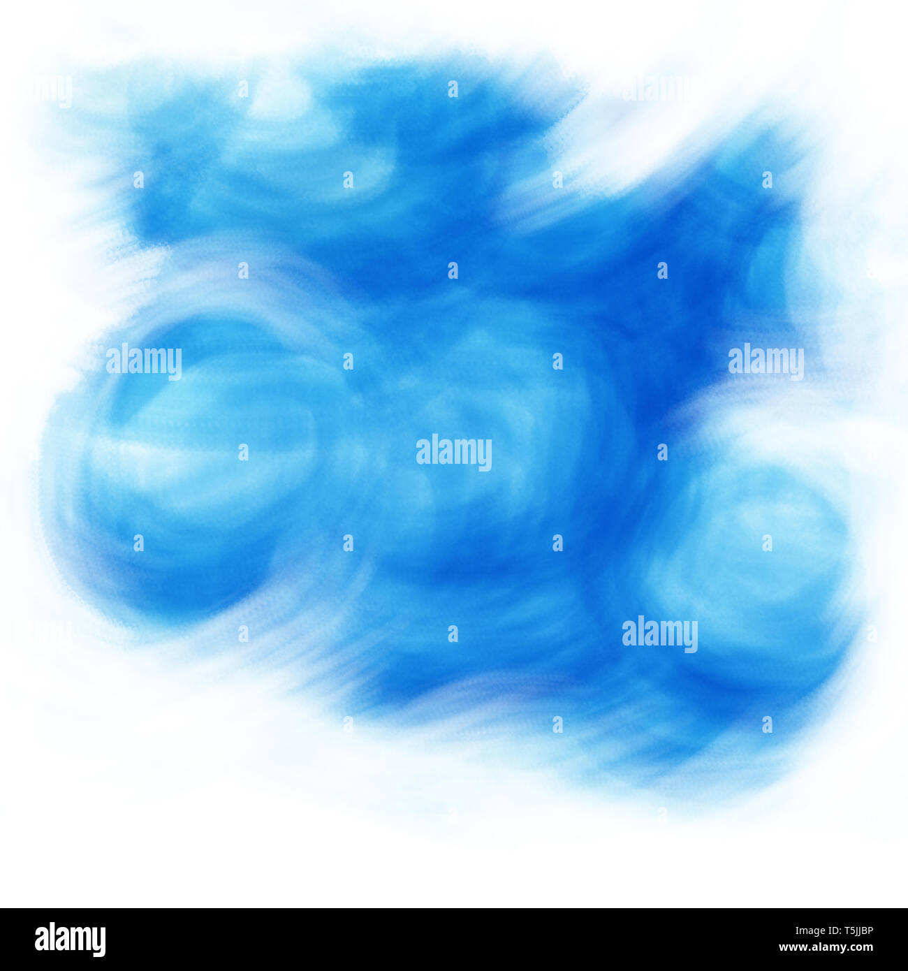 Blue colour background. Illustration of clouds, wind and sky painted by hand. Stock Photo
