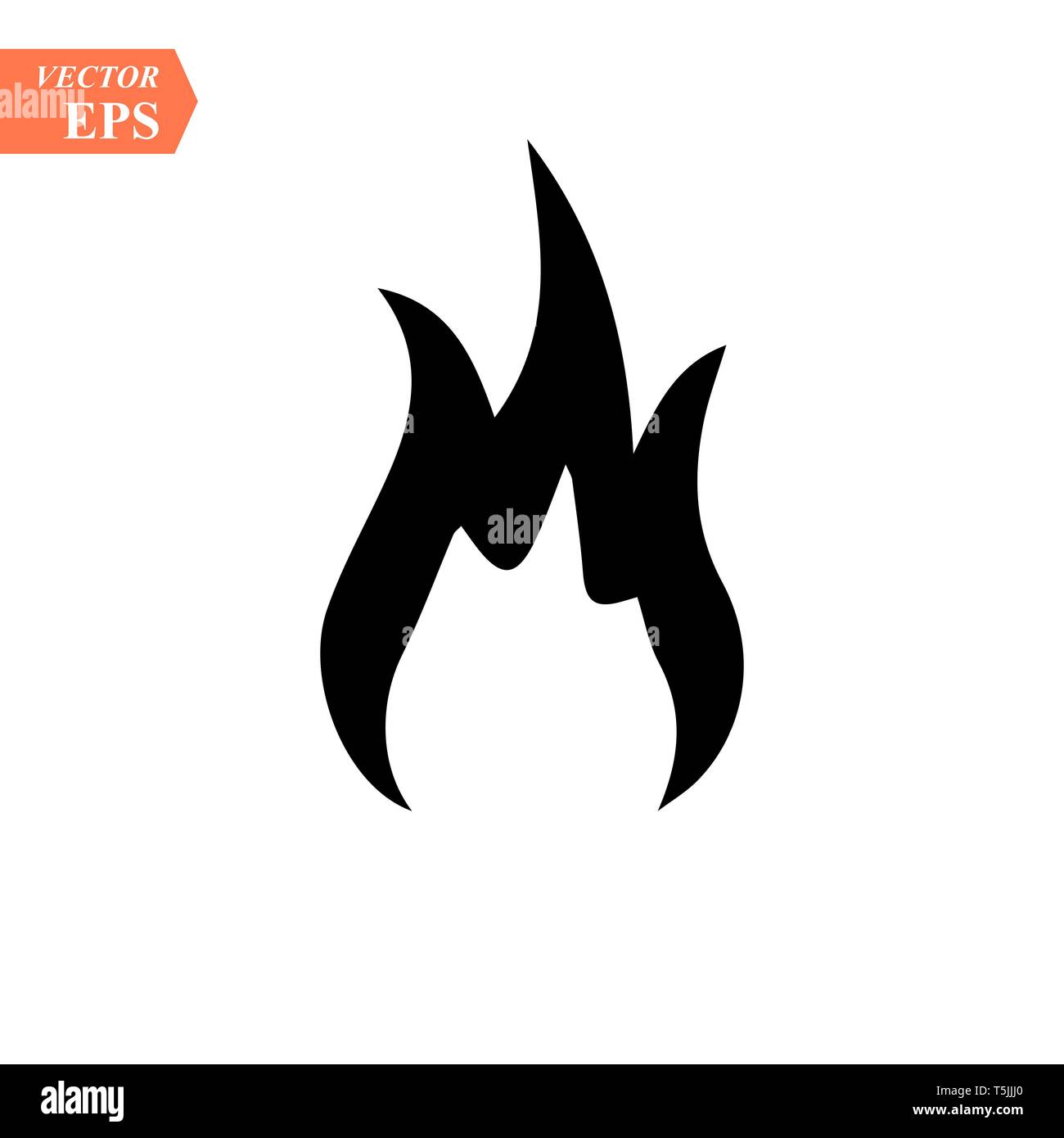 Fire flame icon. Black icon isolated on white background. Fire flame ...