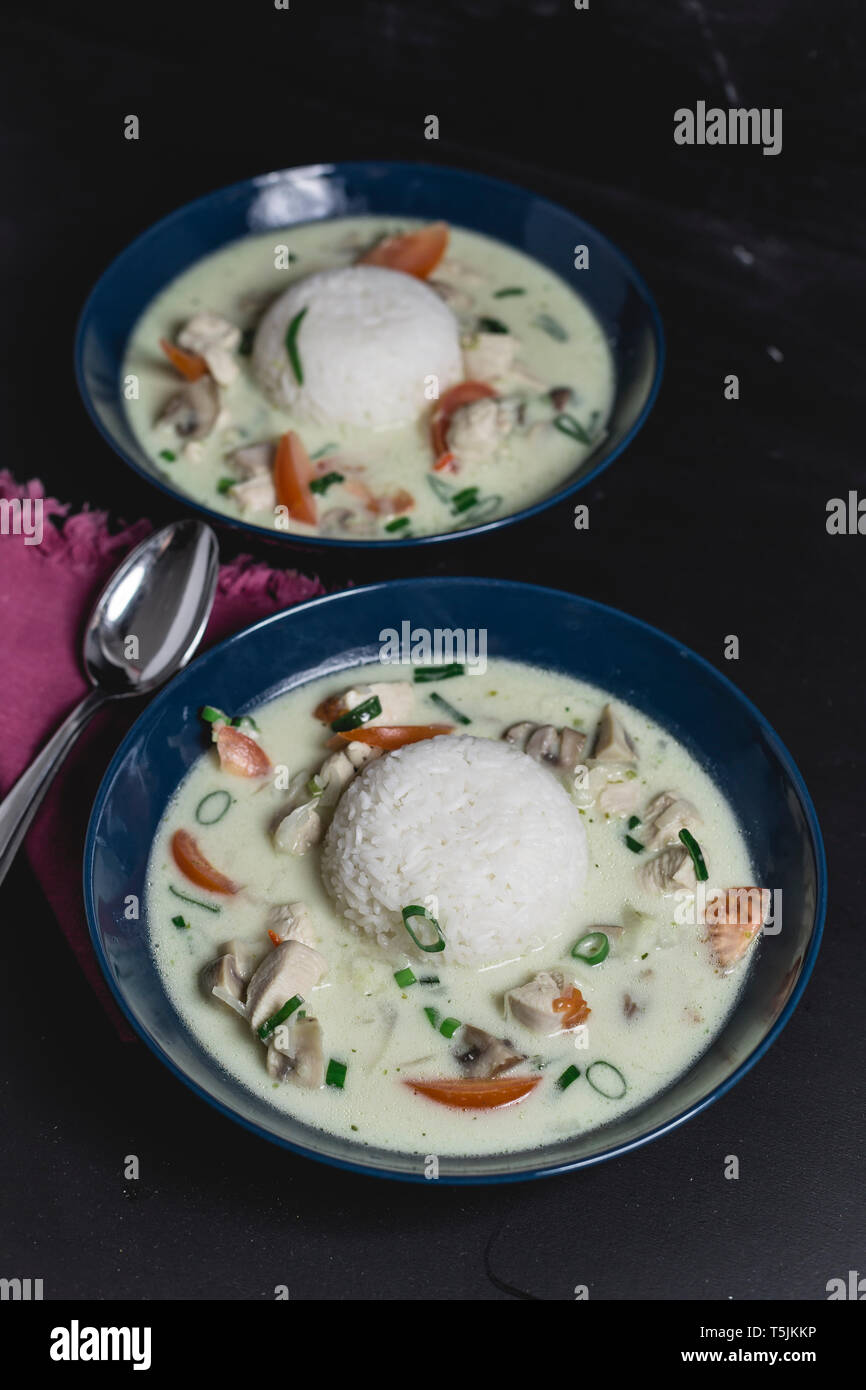 Tom Ka Gai, Thai soup with chicken Stock Photo - Alamy