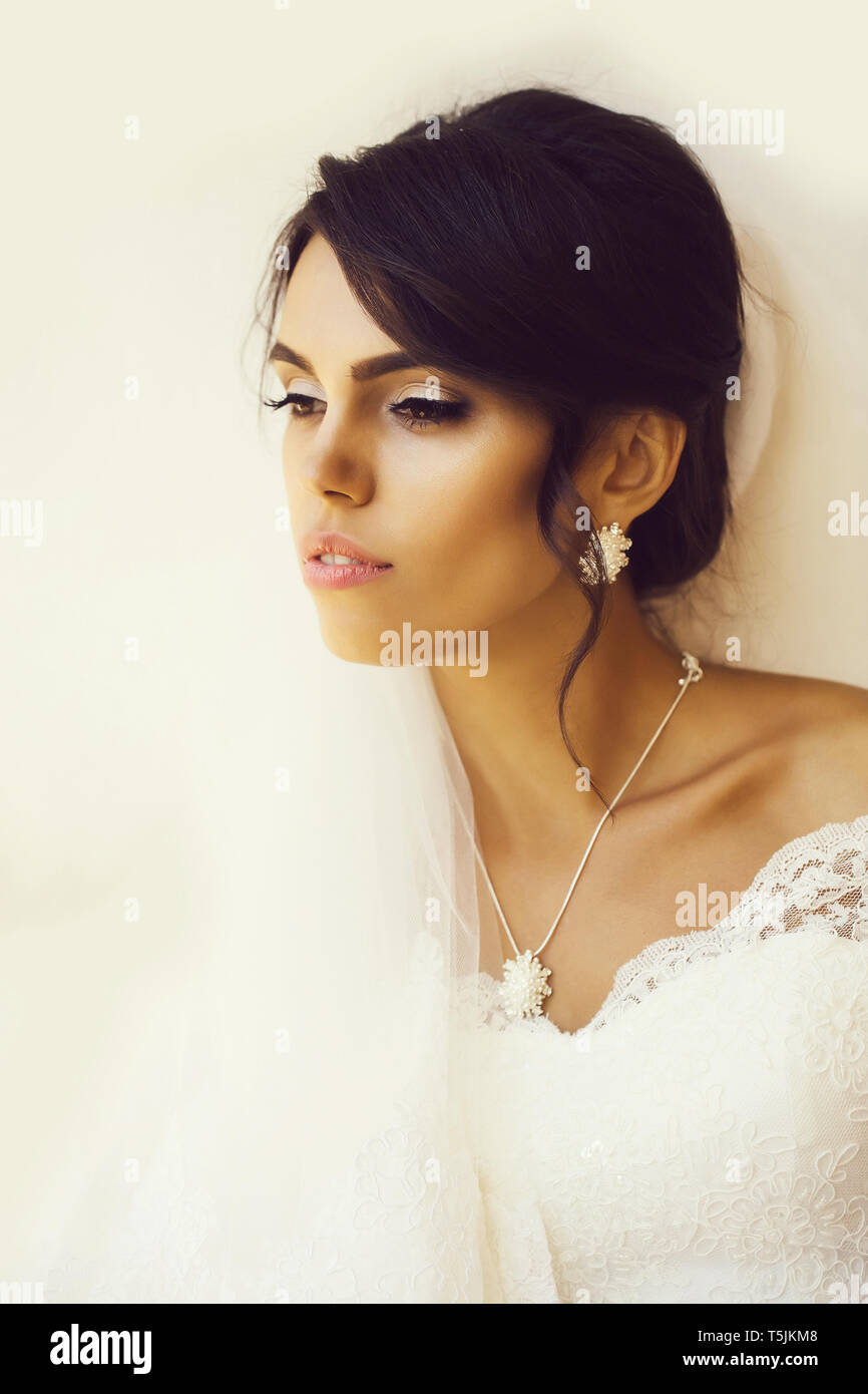 Beautiful Bride With Elegant Hairstyle Stock Photo