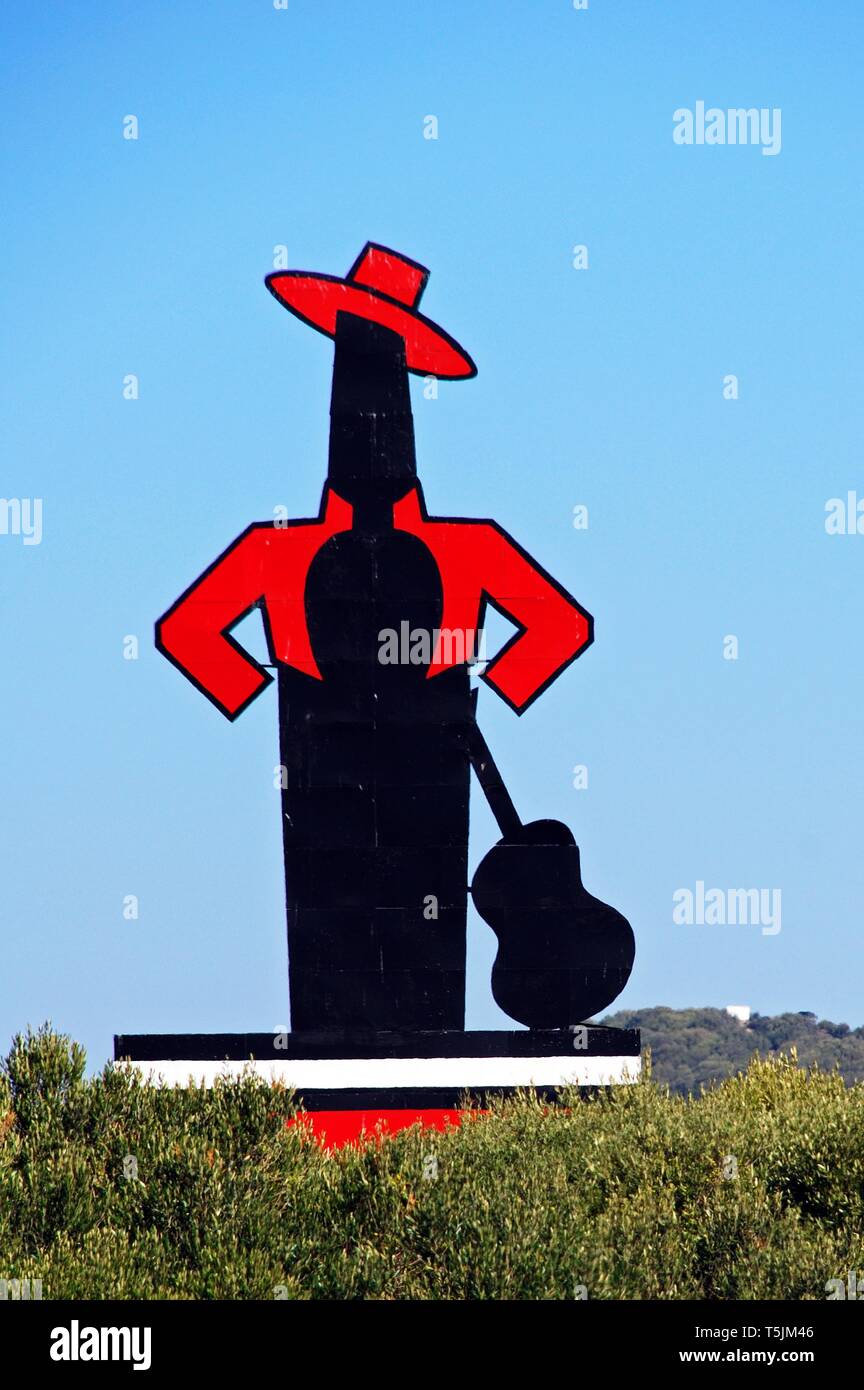 Large Tio Pepe logo roadside advertising figure, near Tarifa, Costa de la Luz, Cadiz Province, Andalusia, Spain. Stock Photo