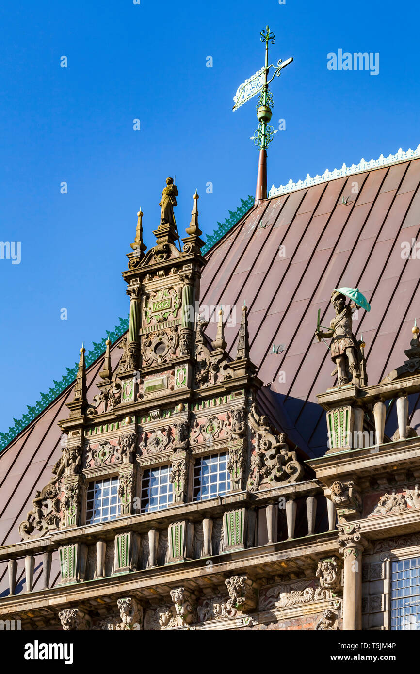 Germany, Free Hanseatic City of Bremen, market square, townhall, detail of house front Stock Photo