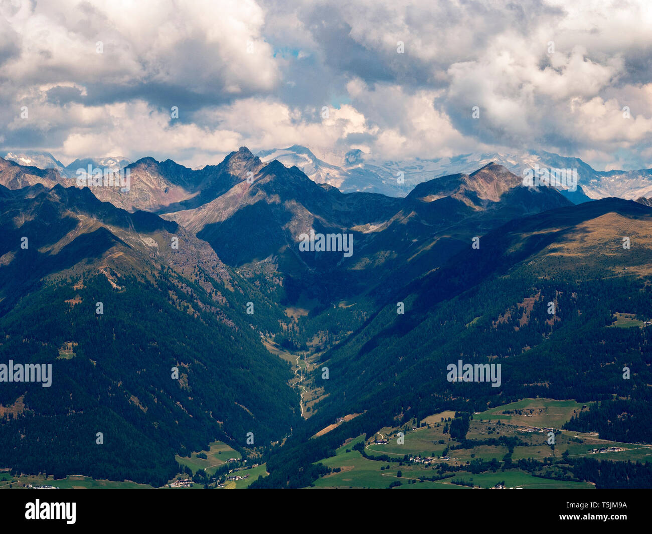 Italy, Trentino, South Tirol, Pustertal, view of Austrian Alps from the summit of mount Astjoch Stock Photo