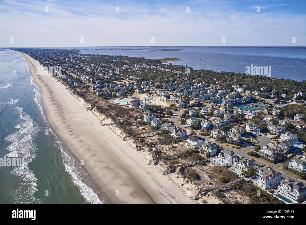 USA, North Carolina, Corolla, Atlantic Ocean, sands of the Outer banks, Pamlico Sound Stock Photo