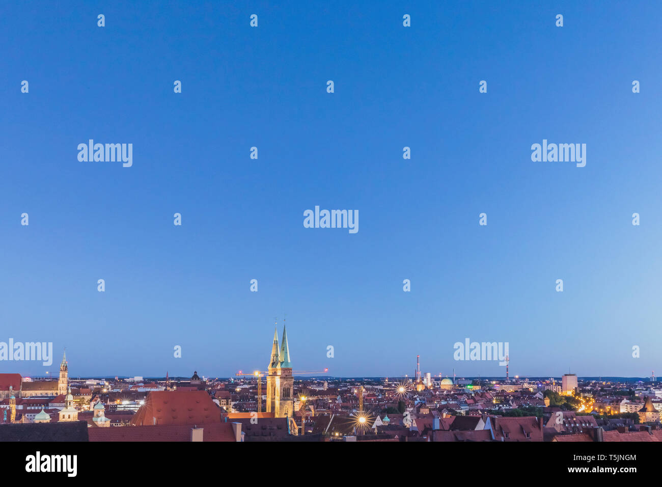 Germany, Nuremberg, Old town, cityscape at blue hour Stock Photo