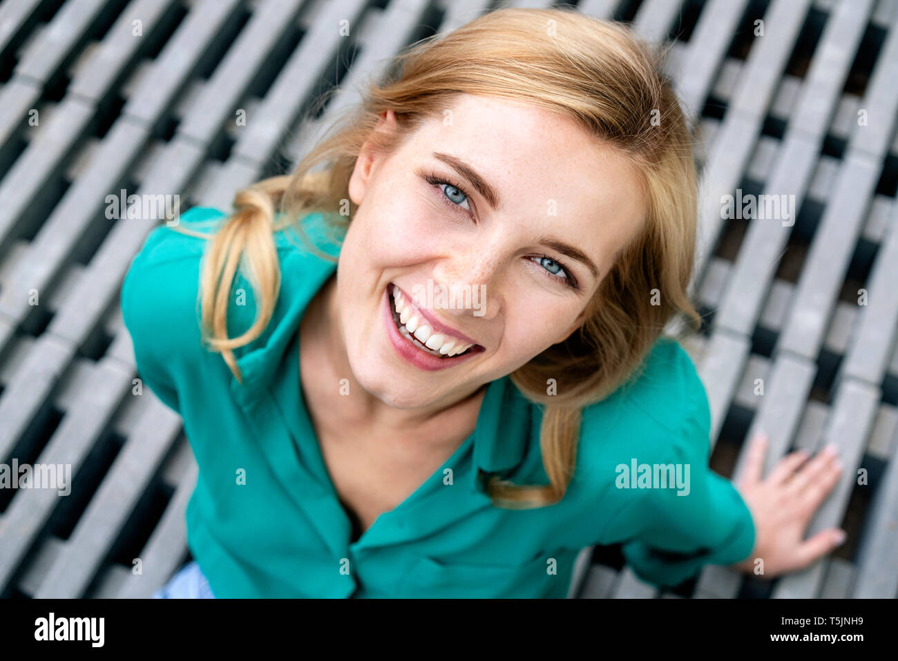 Portrait of a cheerful young woman Stock Photo