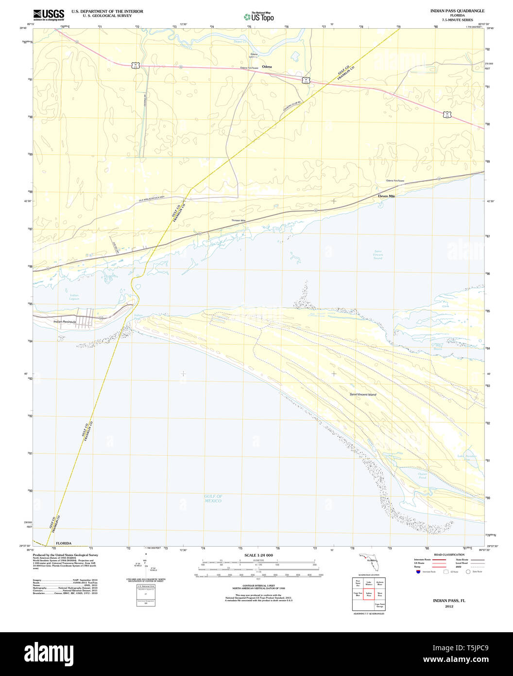 Indian pass florida hi res stock - Usgs Topo Map Florida Fl Indian Pass 20120718 Tm Restoration T5JPC9 