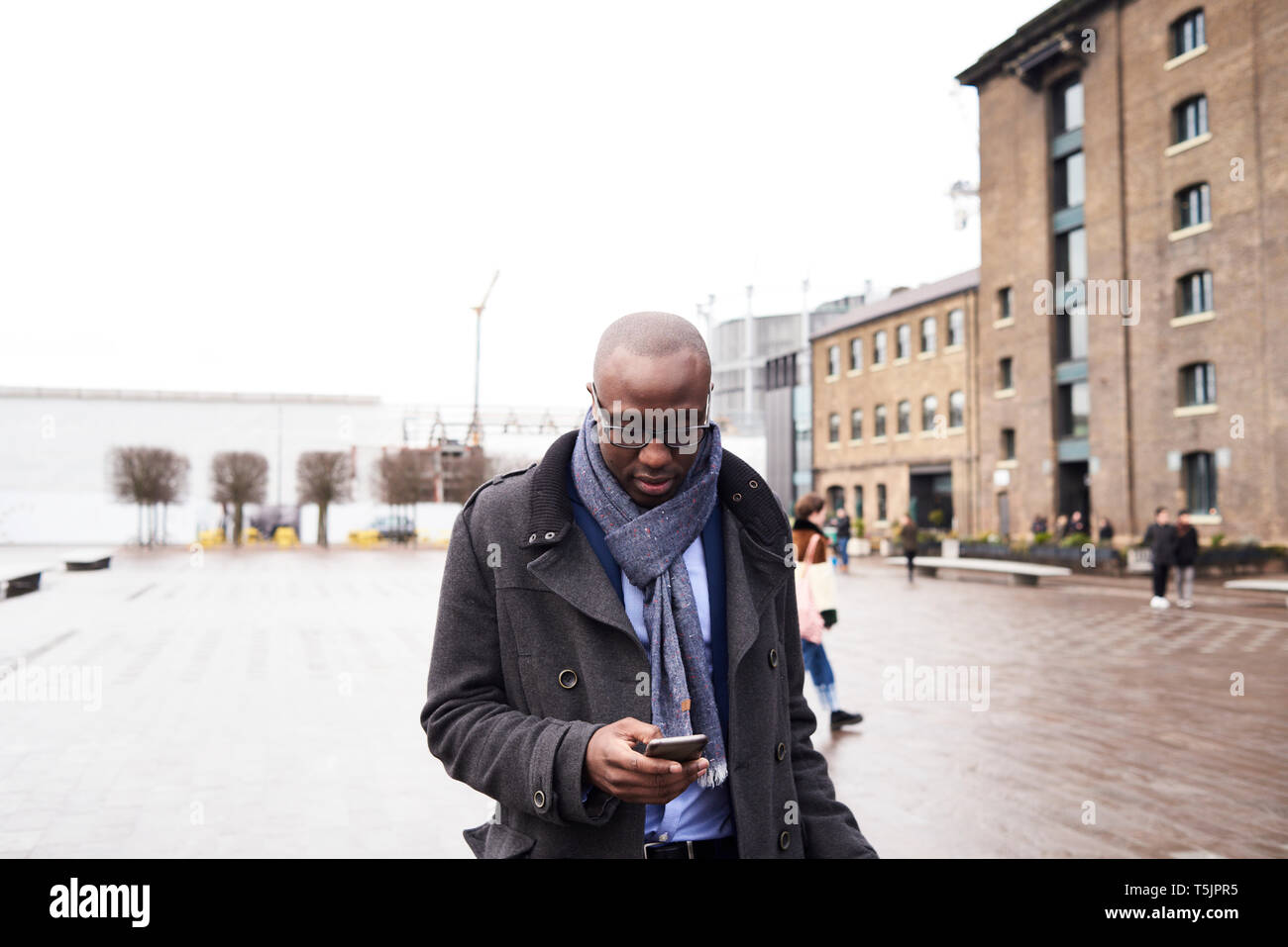 Businessman looking at mobile phone Stock Photo