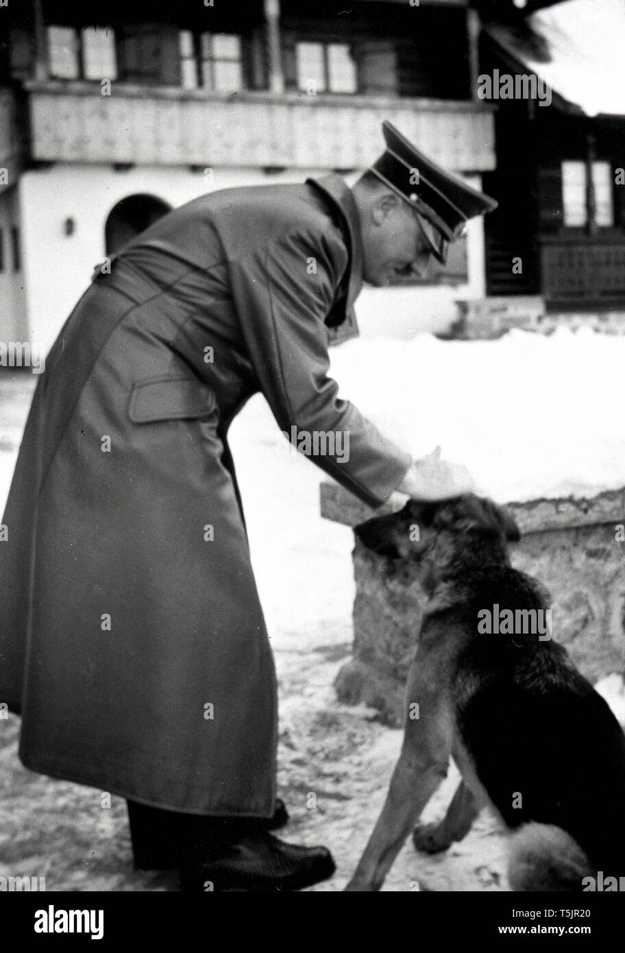 Eva Braun Collection (osam) - Adolf Hitler greeting a dog ca. late 1930s or early 1940s Stock Photo