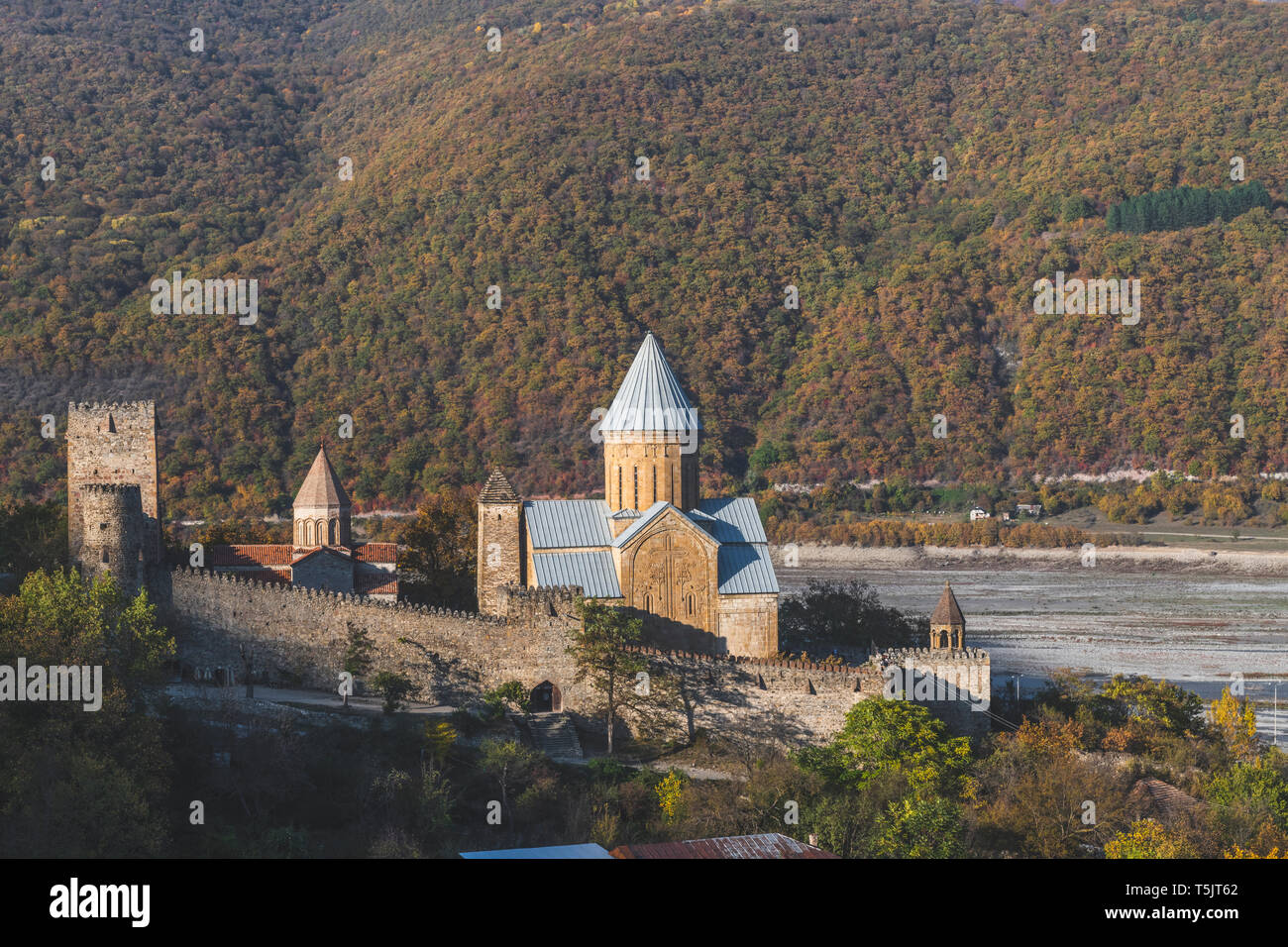 Georgia, Mtskheta, Georgian Military Road, Ananuri castle complex Stock Photo