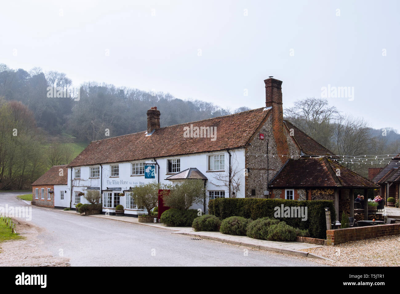 The White Horse inn and country hotel in South Downs National Park. Chilgrove, Chichester, West Sussex, England, UK, Britain Stock Photo