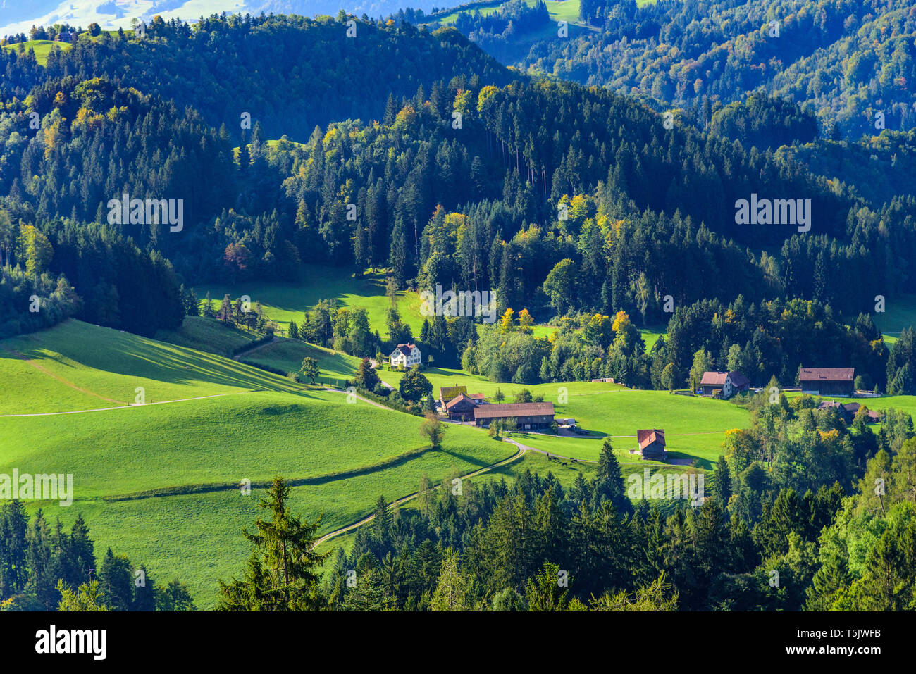 Rural countryside in Appenzellerland in eastern switzerland Stock Photo