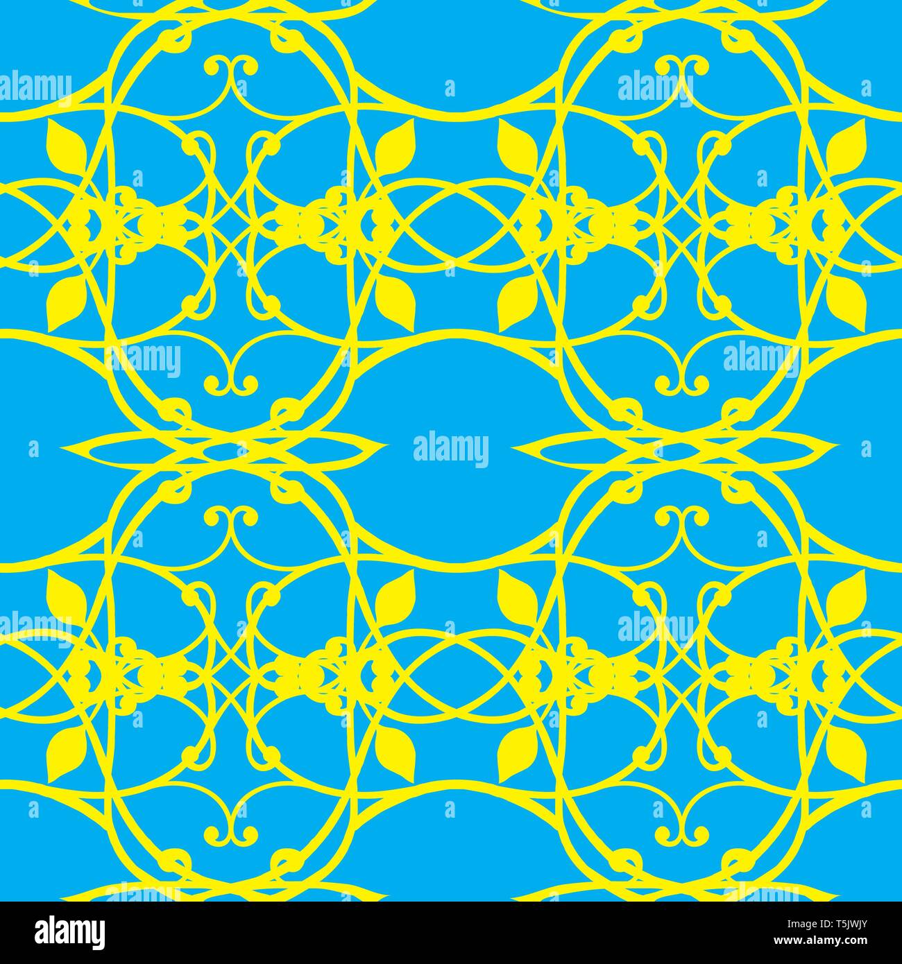 Abstract seamless background with yellow pattern on blue background, vector illustration Stock Vector