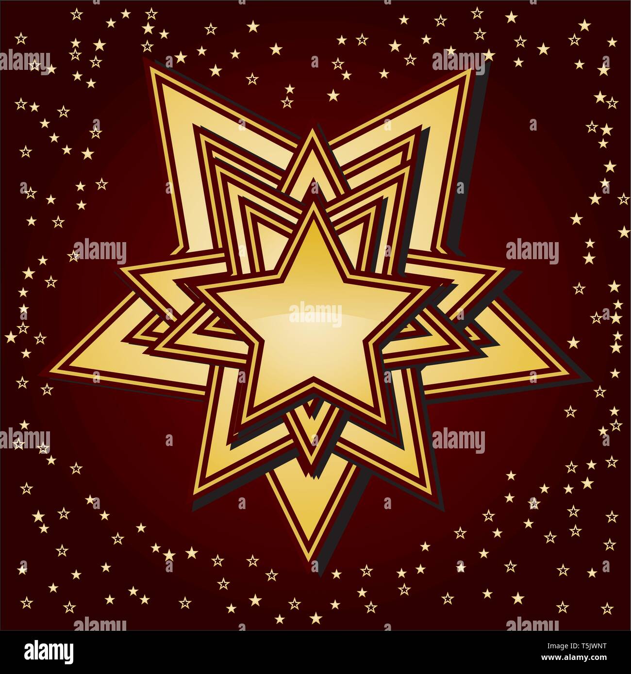 Backdrop with gold star, vector illustration Stock Vector