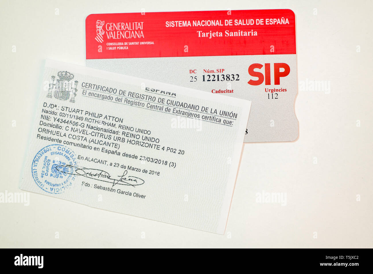 SIP Card and Residencia Stock Photo