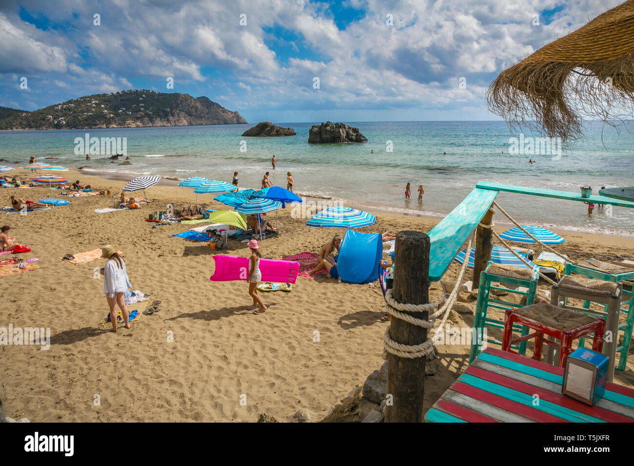 Aigües Blanques or Aguas Blancas Beach. Santa Eulalia d´es Riu. Ibiza Island. Balearic. Islands. Spain Stock Photo
