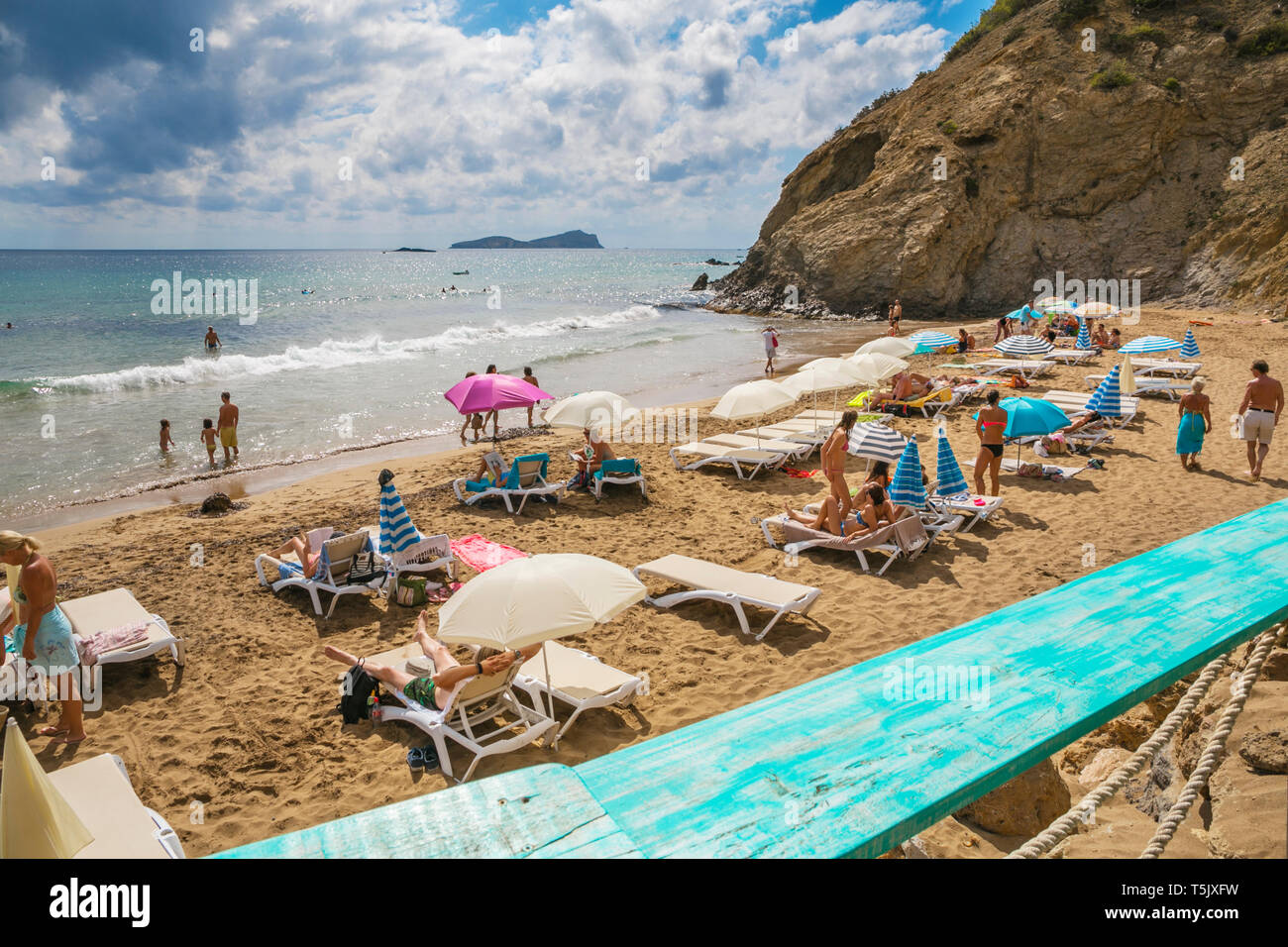 Aigües Blanques or Aguas Blancas Beach. Santa Eulalia d´es Riu. Ibiza Island. Balearic. Islands. Spain Stock Photo