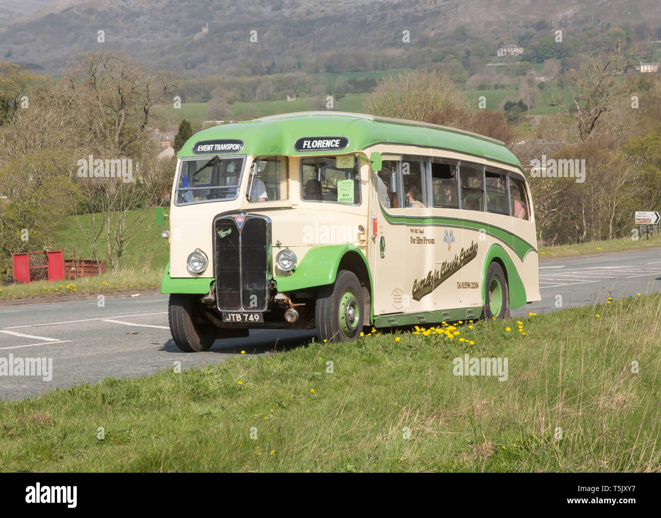 Ex Florence Motors 1948 AEC Regal coach with MCW body on a preserved passenger bus service near Kirkby Stephen.. Stock Photo