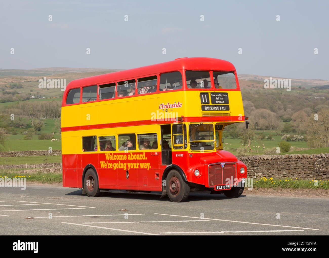 1961 Ex London AEC Routemaster double deck bus on a preserved bus service between Brough and Kirkby Stephen, Cumbria, UK Stock Photo