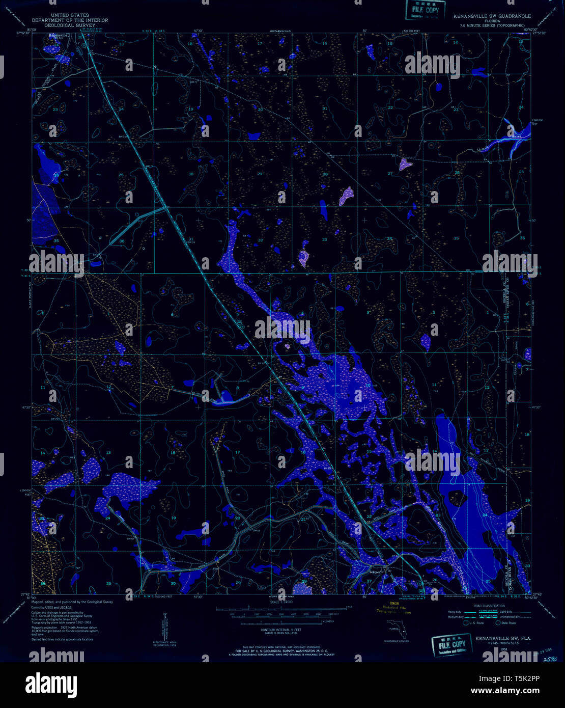USGS TOPO Map Florida FL Kenansville SW 346893 1953 24000 Inverted