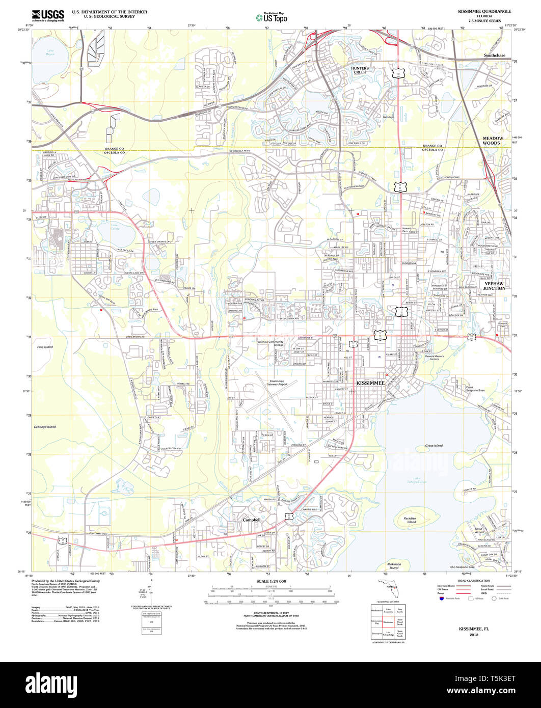 Kissimmee florida map hi res stock - Usgs Topo Map Florida Fl Kissimmee 20120720 Tm Restoration T5K3ET 