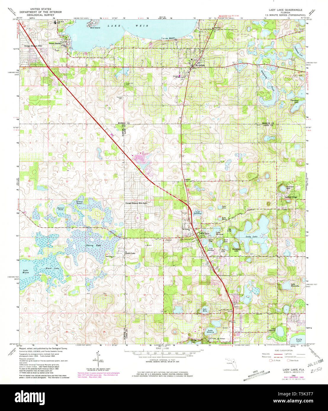 Lady lake florida map hi res stock - Usgs Topo Map Florida Fl Lady Lake 346967 1966 24000 Restoration T5K3T7