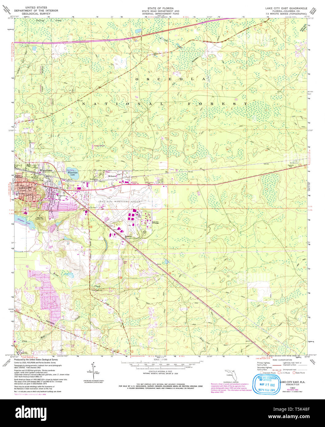 Lake city florida map hi res stock - Usgs Topo Map Florida Fl Lake City East 347002 1962 24000 Restoration T5K48F 