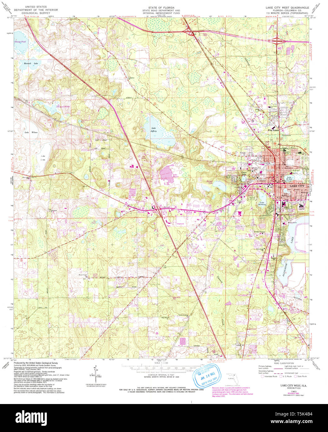 Lake city florida map hi res stock - Usgs Topo Map Florida Fl Lake City West 347006 1963 24000 Restoration T5K4B4 