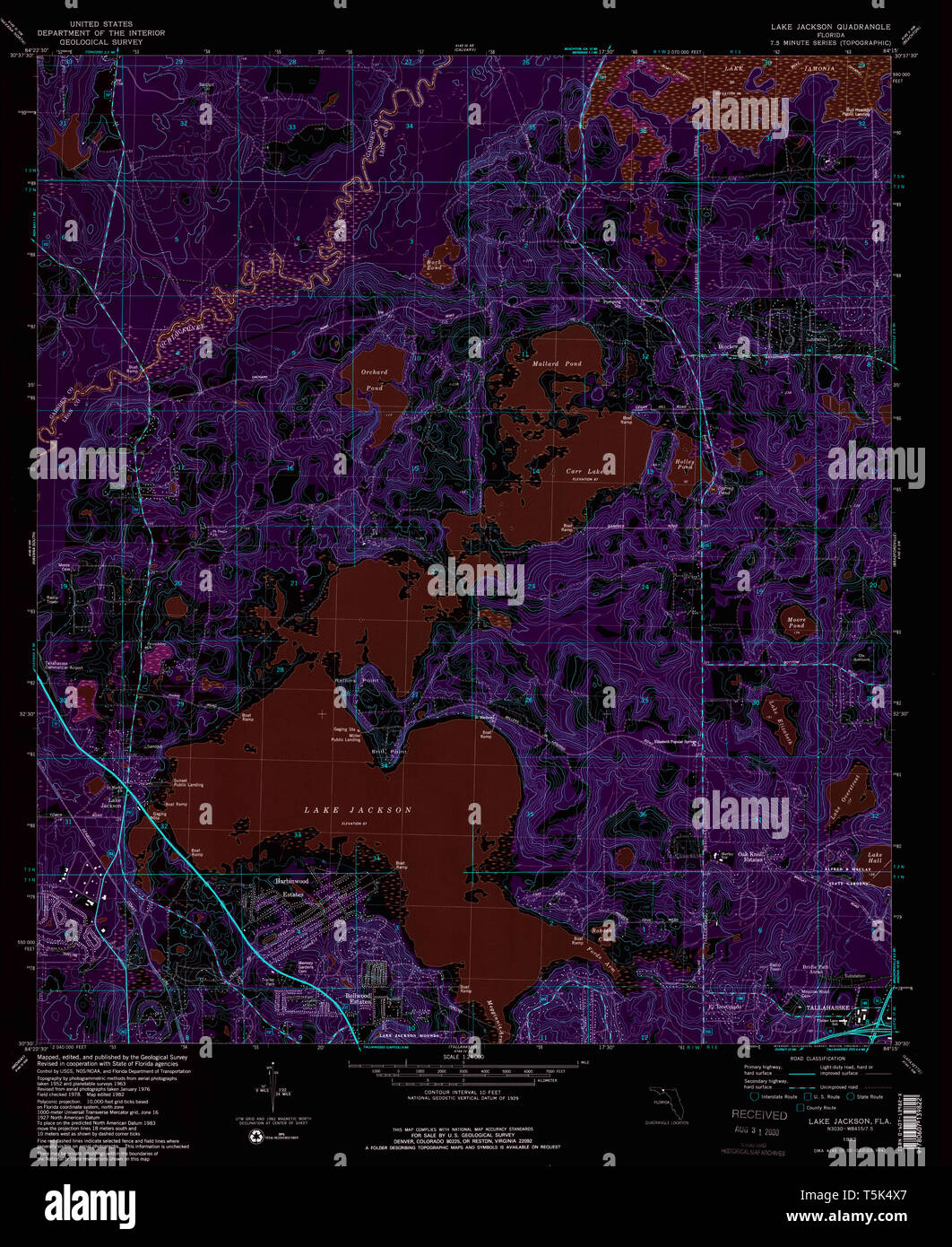 USGS TOPO Map Florida FL Lake Jackson - Usgs Topo Map Florida Fl Lake Jackson 347033 1982 24000 Inverted Restoration T5K4X7 