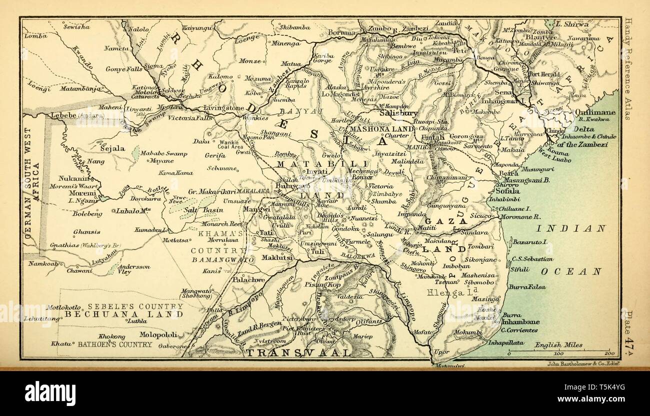 Beautiful vintage hand drawn map illustrations of South-West Africa from old book. Can be used as poster or decorative element for interior design. Stock Photo