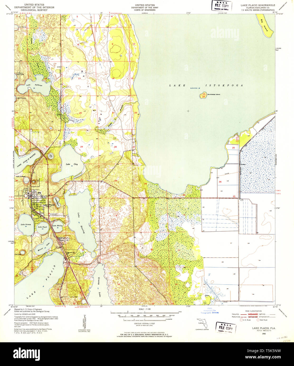 Map of lake placid hi res stock - Usgs Topo Map Florida Fl Lake Placid 347090 1952 24000 Restoration T5K5NW 