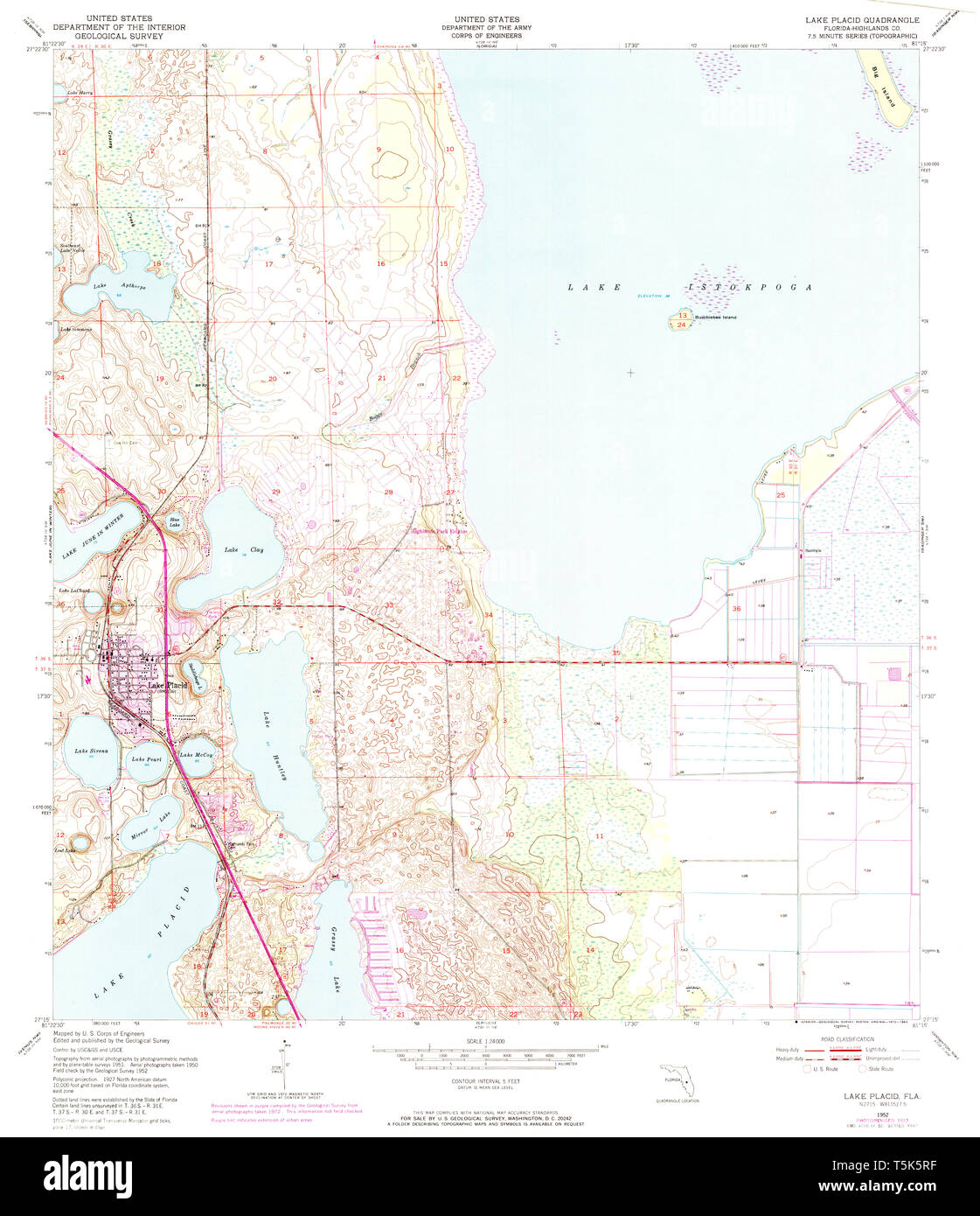 Map of lake placid hi res stock - Usgs Topo Map Florida Fl Lake Placid 347093 1952 24000 Restoration T5K5RF 