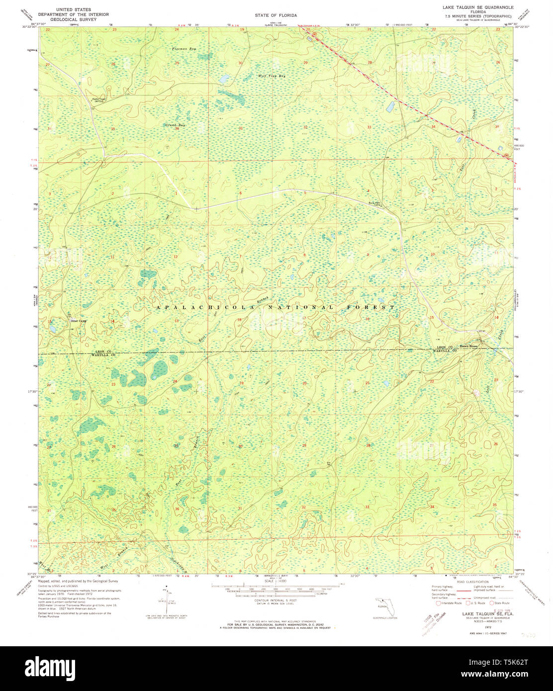 USGS TOPO Map Florida FL Lake Talquin SE 347114 1972 24000 Restoration Stock Photo