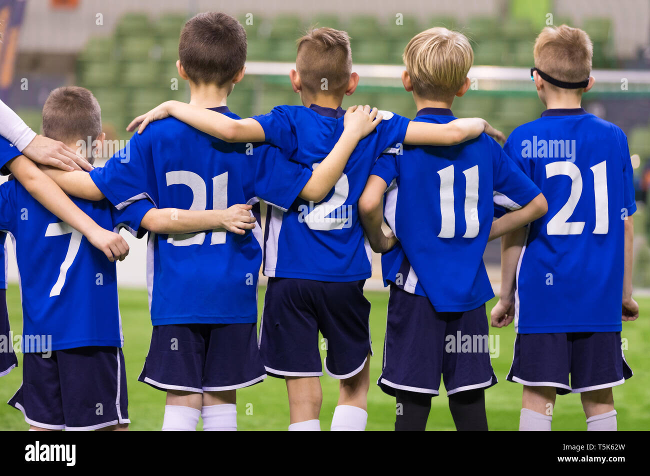 Soccer Penalty Kicks. Young Football Players. Young Boys Playing