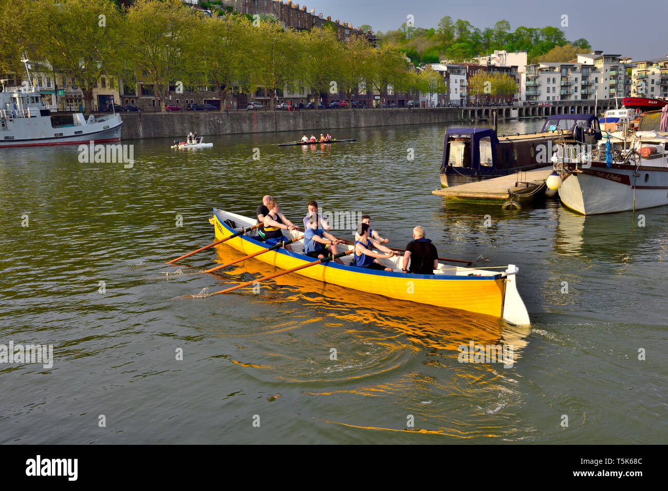 Rowing boats in Bristol, UK, harbour Stock Photo