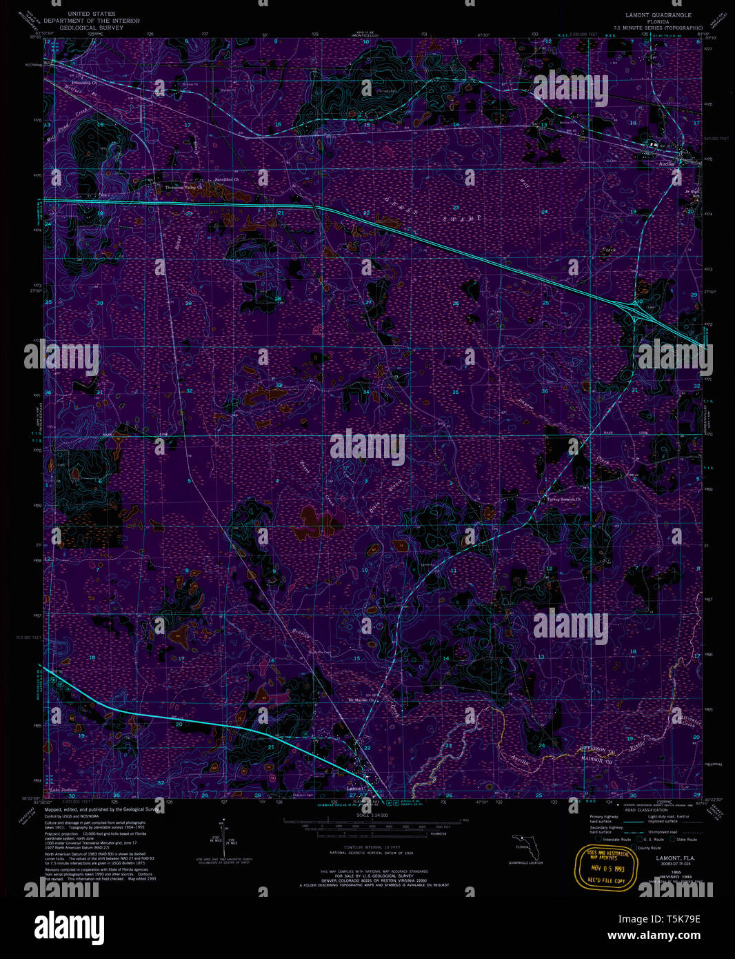 Lamont florida map hi res stock - Usgs Topo Map Florida Fl Lamont 347169 1955 24000 Inverted Restoration T5K79E 