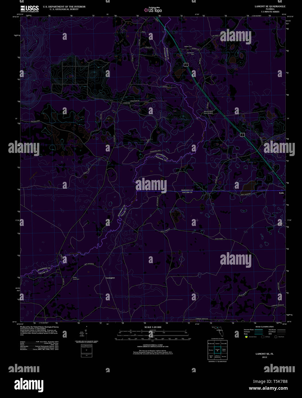 Lamont florida map hi res stock - Usgs Topo Map Florida Fl Lamont Se 20120724 Tm Inverted Restoration T5K7B8 