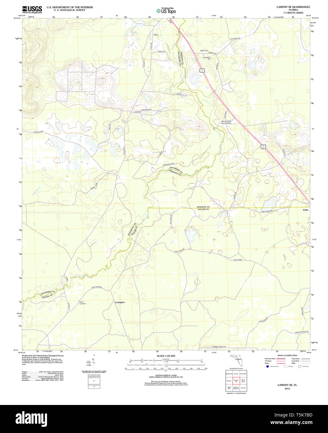Lamont florida map hi res stock - Usgs Topo Map Florida Fl Lamont Se 20120724 Tm Restoration T5K7BD 
