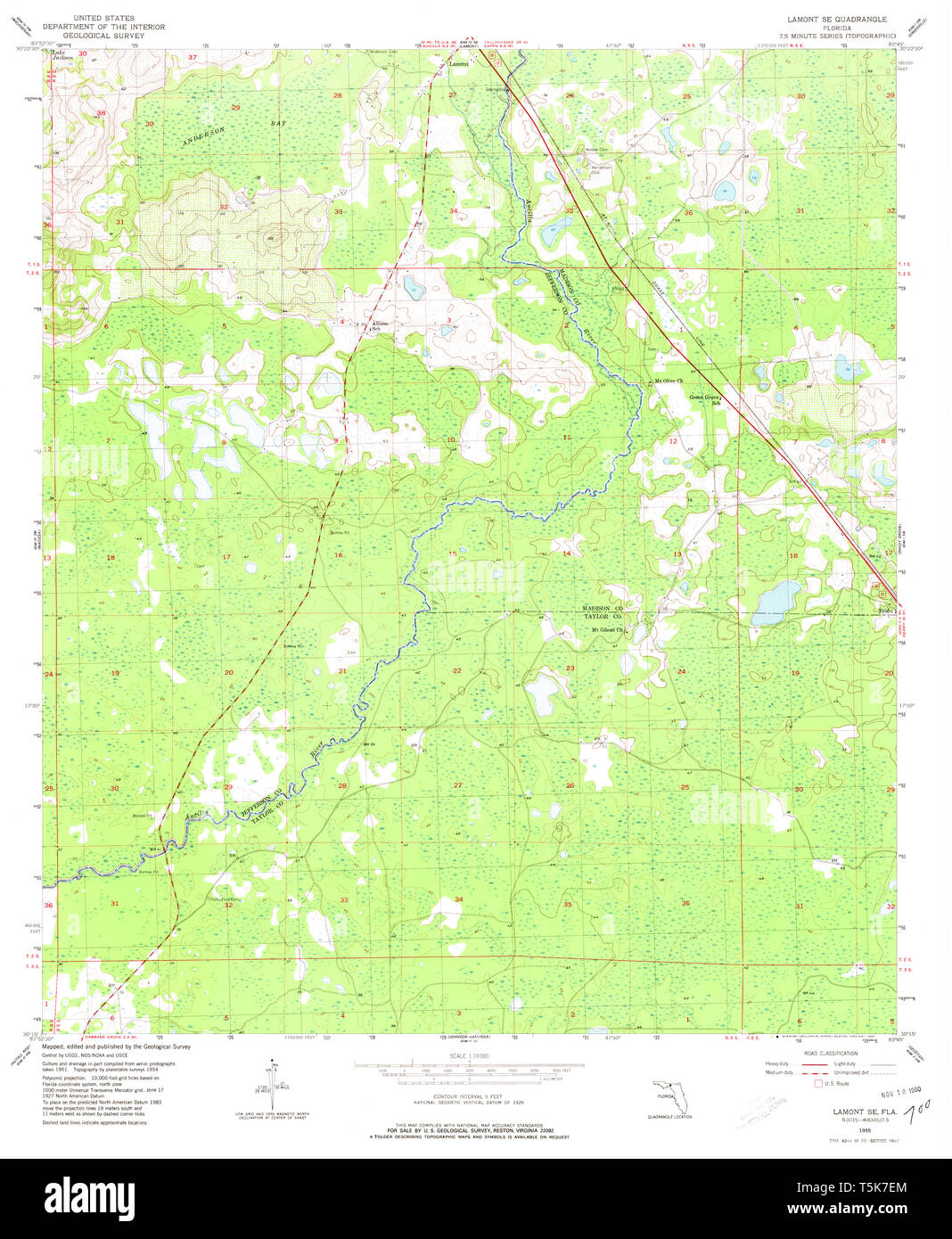 Lamont florida map hi res stock - Usgs Topo Map Florida Fl Lamont Se 347175 1955 24000 Restoration T5K7EM 