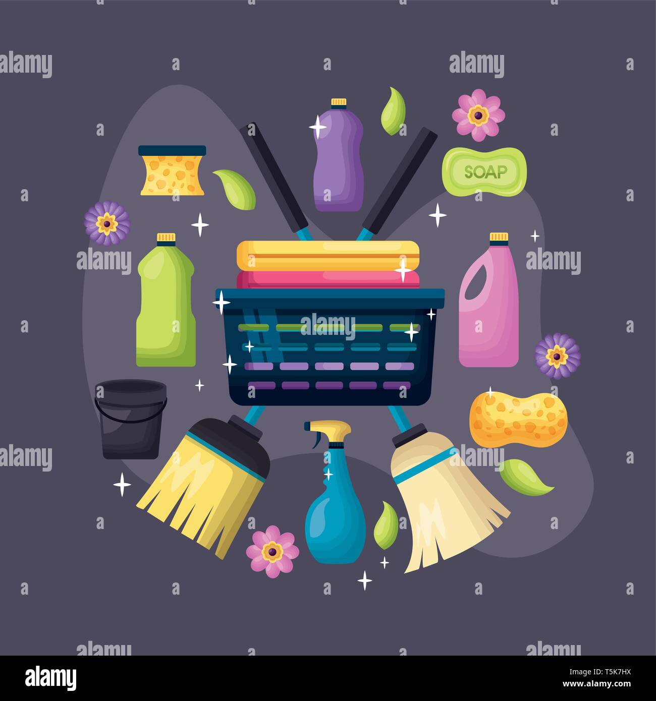 spring cleaning tools Stock Vector
