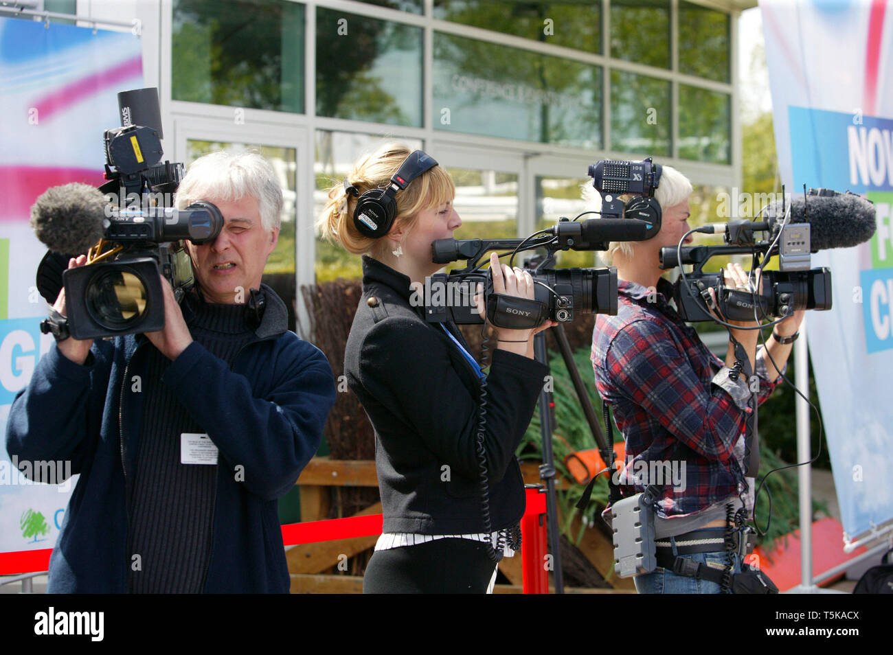 TV crews at the Conservative Spring Forum. Cheltenham. 25. April 2009. Stock Photo