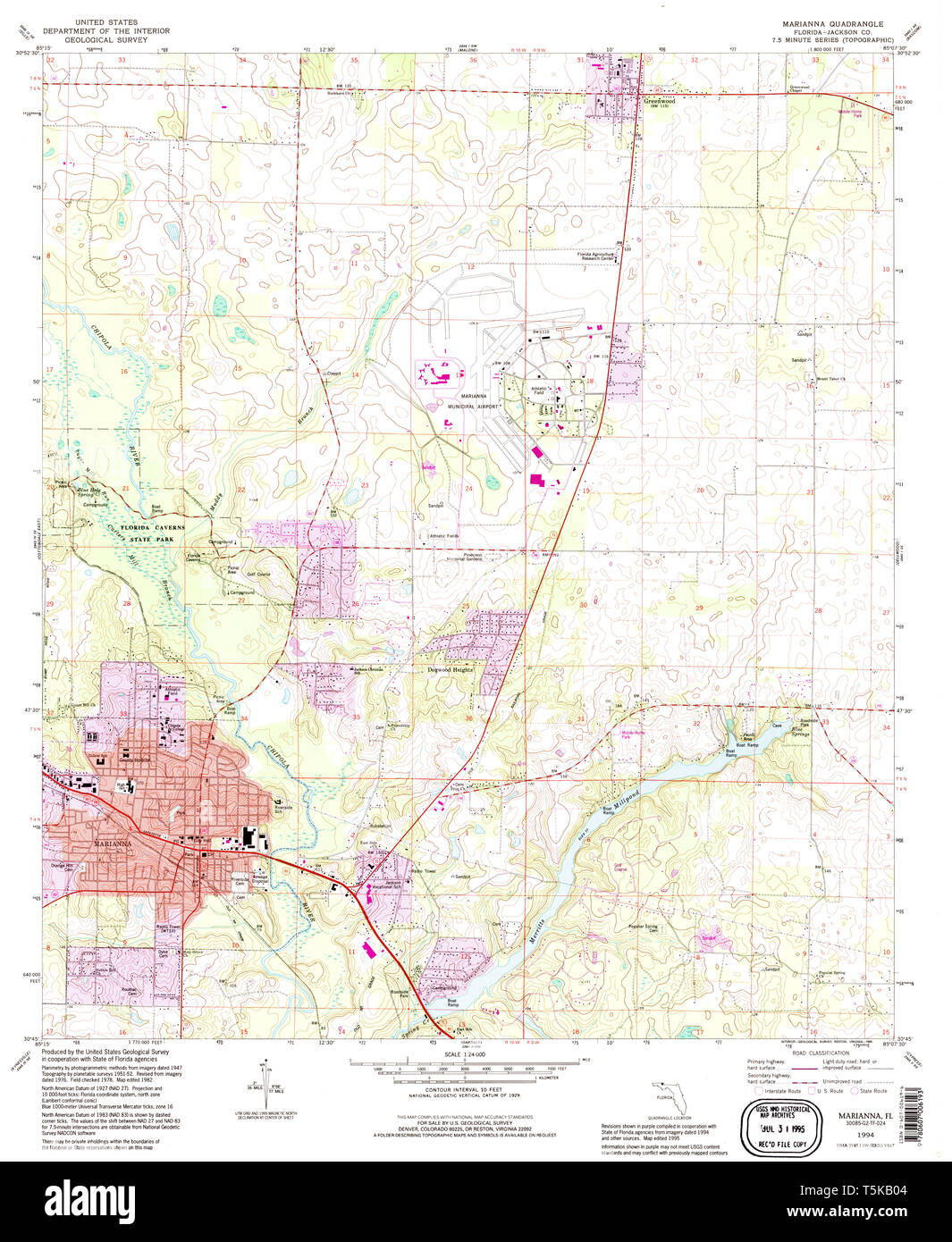 USGS TOPO Map Florida FL Marianna 347346 1994 24000 Restoration Stock