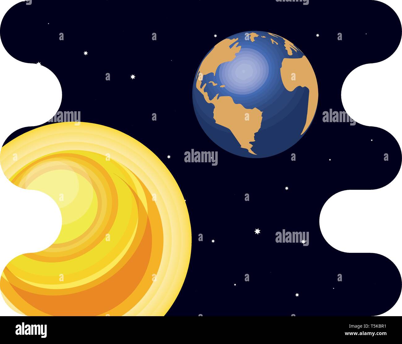 earth planet with sun scene space vector illustration design Stock ...