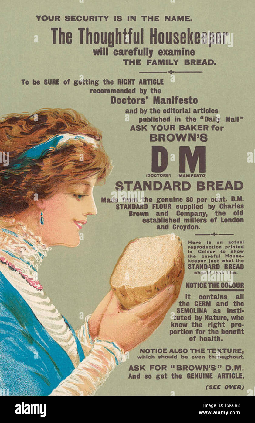 BROWN'S DM STANDARD BREAD advert about 1890 Stock Photo