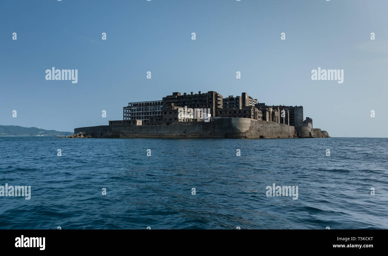 The abandoned island of Hashima, off the coast of Nagasaki, Japan. Made famous in the James Bond