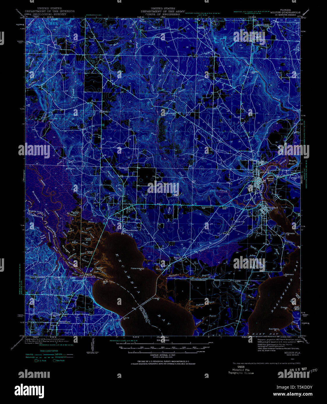 Milton florida map hi res stock - Usgs Topo Map Florida Fl Milton 347512 1941 62500 Inverted Restoration T5KDDY 